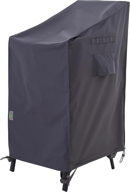 F&J Outdoors Patio Chair Covers, Heavy Duty Waterproof UV Resistant Outdoor Stackable Chair High Back Chair Cover, Grey, 27" W x 37" D x 47" H