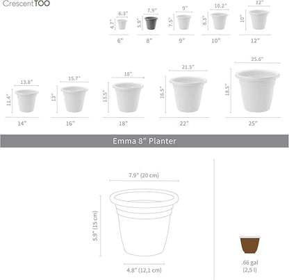 Crescent Too Emma Plant Pot, 8-Inch Cappuccino (Bag of 12)
