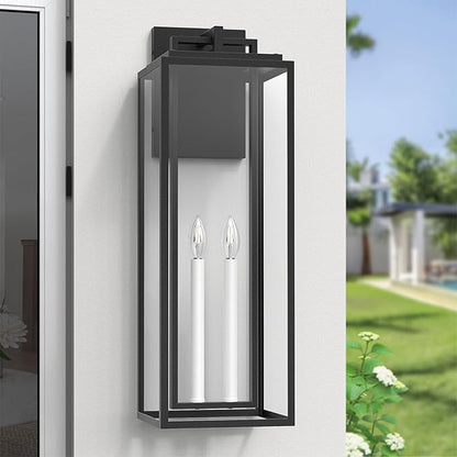 𝟐𝟔𝐈𝐍 Large Outdoor Wall Lights, Modern Exterior Lighting Fixtures with White E12 Base, Wall Mount Lantern Waterproof Outside Sconce for House Porch Patio Yard Front Door