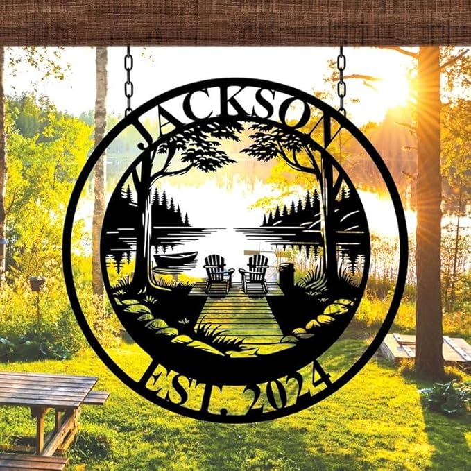 Custom Lake House Metal Sign, Personalized Cabin Metal Sign, Lodge Wall Art, Gift for Couple, Gifts for Family, Out Door or Indoor Decor, Family Last Name Signs, Gift for Christmas
