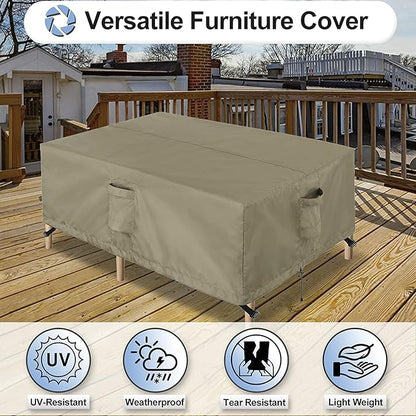 OutdoorLines Outdoor Waterproof Patio Table Furniture Set Covers - Square Couch Sectional Cover Outside Weatherproof Patio Furniture Covering for Deck, Lawn and Backyard 94" L x 94" W x 28" H, Camel