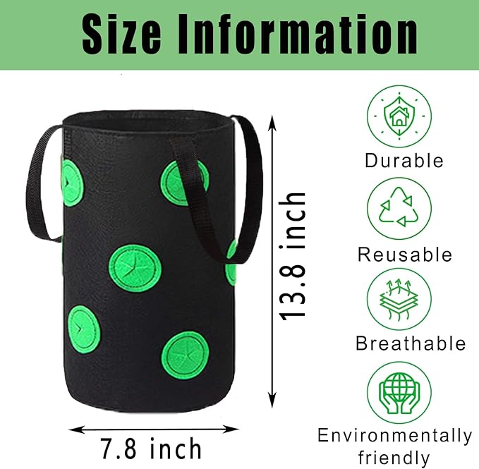Miewslan 2 Pack Gardens Upside Down Strawberry Planter, Hanging Tomato Strawberry Grow Planter Garden Vegetable Planting Bags with Holes(Black)