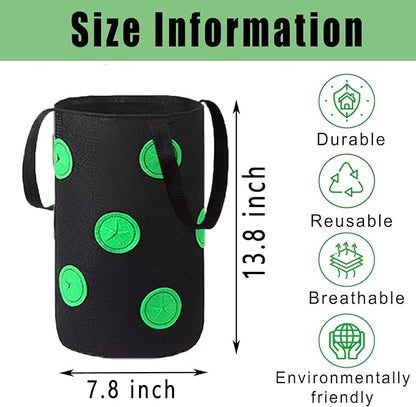 Miewslan 2 Pack Gardens Upside Down Strawberry Planter, Hanging Tomato Strawberry Grow Planter Garden Vegetable Planting Bags with Holes(Black)