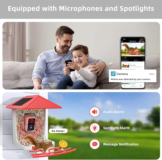 Uniter® 2.5K Smart Bird Feeder with Camera, 2.4G &5G WiFi, Solar Video Birds Feeder with AI Identify Birds Species, Live View, Capture Bird Video, Instant Arrival Alerts, Ideal Gift for Birdlover