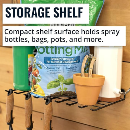 StoreYourBoard Gardening Hand Tools Organizer, Wall Mount Storage Shelf for Garden Scissors, Hand Pruners, Plant Shears, Tree Cutter, Gardening Shears, and Garden Supplies, Holds 40 lbs