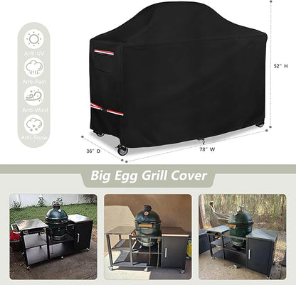 Grill Cover for 76 Inch Big Green Egg Grill Table, Waterproof Heavy Duty Outdoor Grill Cover, Kamado Ceramic BBQ Grill Cover, XL Green Egg Cover, Grill Cart Cover