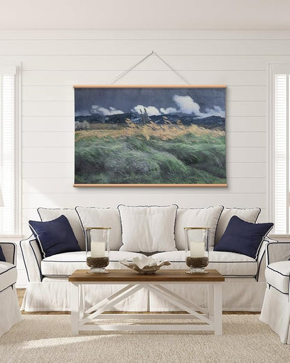 VIYYIEA Extra Large Canvas Wall Art, 36x54 Inch Impressionist Landscape Painting, Moody Windy Field Nature Wall Decor for Living Room or Bedroom, Above Sofa