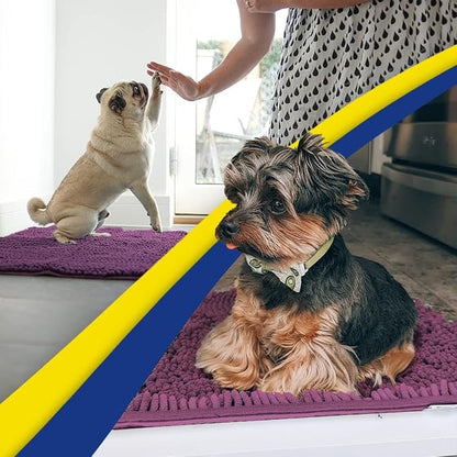 Muddy Mat® | Super Water Absorbent Door Mat Indoor, Microfiber Quick Dry Chenille Entryway Rug,Slip Resistant Front Door Mat,Indoor Mats for Entryway,Machine Washable Pet Rug, Dark Purple 20" x 48"
