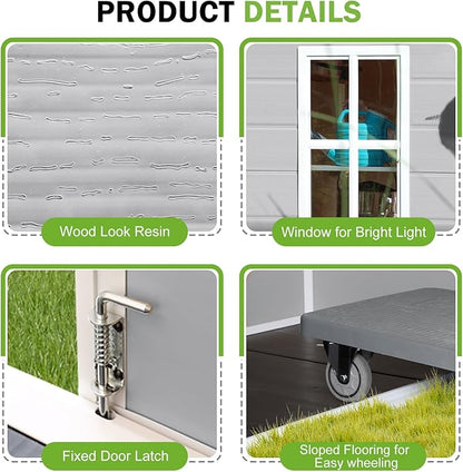5x4 Shed Resin Outdoor Storage with Floor Included, Waterproof Small Plastic Garden Tool Sheds Cabinet