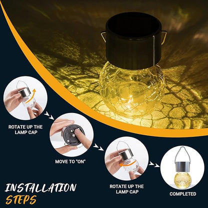 GIGALUMI Solar Lights Outdoor Waterproof, 8 Pack Solar Hanging Lights Garden Decor, Gifts for Women, Solar Outdoor Lantern Waterproof Cracked Glass for Yard, Fence, Tree(Warm White)