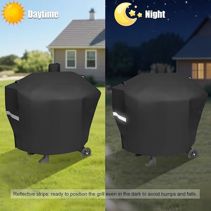 Pellet Grill Cover for Camp Chef 24 Smoker, Upgraded Full-Length Heavy Duty Waterproof Smoker Cover for Woodwind Pro 24 PG24SE PG2424SGB SmokePro PG24MZG PG24WWSB DLX 24 for Camp Chef 24 With Sidekick
