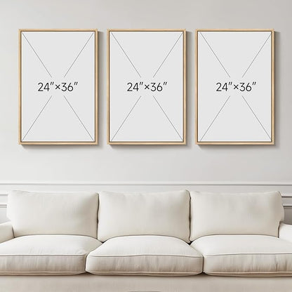 Framed Boho Mountain Wall Art for Living Room, 3 Piece Modern Nature Landscape Canvas Artwork for Walls, Large Sunset Minimalist Abstract Prints Wall Decor for Bedroom Hallway Home Office, 24x36 Inch
