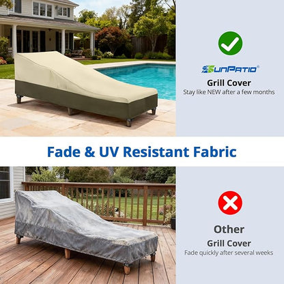 SunPatio Chaise Lounge Cover Outdoor Waterproof, Heavy Duty 2 Pack Patio Lounge Chair Covers, UV & Rip & Fade Resistant, All Weather Protection, 80"L x 32"W x 25"H, Beige & Olive