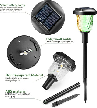 Solar Outdoor Lights,6 Pack Dream Dynamic Solar Pathway Lights,Waterproof Color Changing Walkway Lights Maintain 10 Hours of Lighting for Garden, Landscape, Path, Yard, Patio, Driveway