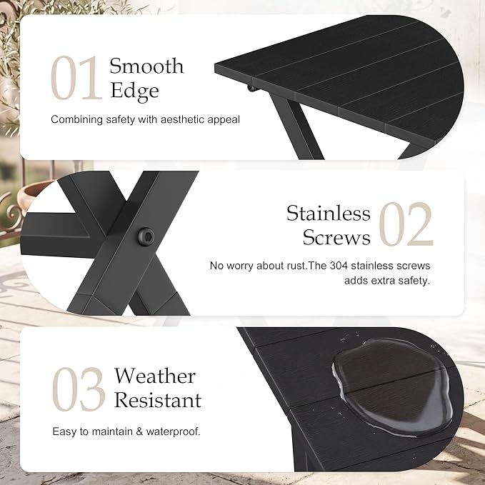 Outdoor Side Table,Portable Folding Adirondack Table,Small Patio Table Folding End Table for Garden,Camping,Pool,Porch