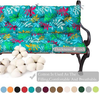 Replacement Cushions for Swing, Swing Cushions 3 Seater Replacement, Waterproof Thicken Washable Pad Cushion for Outdoor Indoor Furniture Swing Patio (Green Leaves, 40x71 inch)