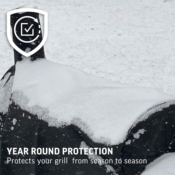 Char-Griller® Grand Champ™ Grill Cover, Shields and Protects from Moisture, Wind, Sand, Birds and Dirt, PVC and Polyester Blend, Black, Designed to Fit Model # 8250.
