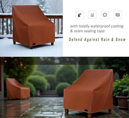 NettyPro Waterproof Patio Chair Covers 4 Pack Outdoor Lounge Deep Seat Armchair Cover, 34W x 37D x 36H inches, Brown