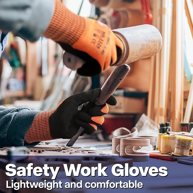 Schwer ProGuard Highest Level Cut Resistant Work Gloves PR3326 for Extreme Protection，ANSI A9 Cut Gloves with Reinforced Thumb, Non Slip, Breathable, Durable, Touch-screen, Orange1 Pair（S）