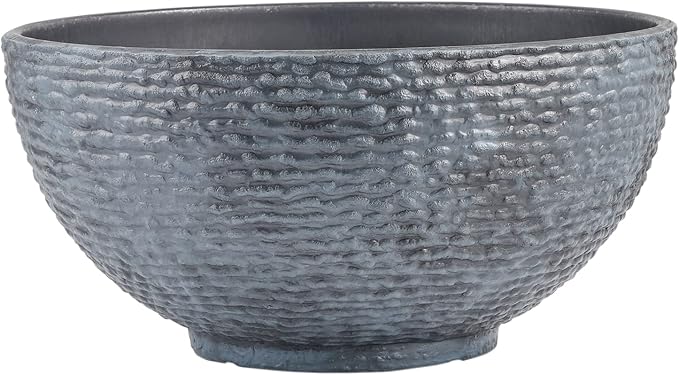 Sungmor Large Garden Bowl Planter Water Plant Pot, Miniature Landscaping Succulent Planter, 15.6 Inch Marble Texture Water Lily Pots, Small Fountain Base Mini Fish Pond Bird Bath
