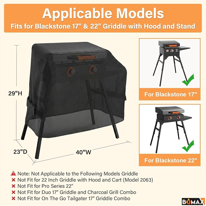 Griddle Cover for Blackstone 17 Inch 22 Inch Griddle with Hood and Stand, Heavy Duty 600D Polyester Grill Cover for Blackstone 22 Inch Griddle Cover 22" Blackstone Grill Cover