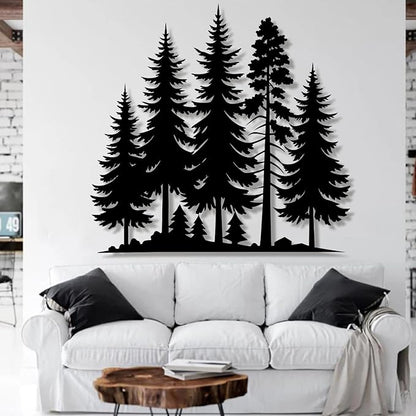 Metal Pine Tree Wall Art - Nature Decor, Wall Hanging, 24"W x 23"H / 60 x 57 cm