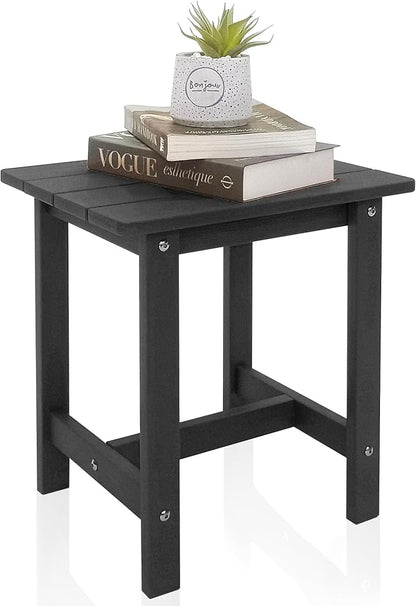 Meluvici Outdoor Side Table, Small Adirondack Side Table for Adirondack Chair - Indoor Outdoor End Table - HDPS (Black)