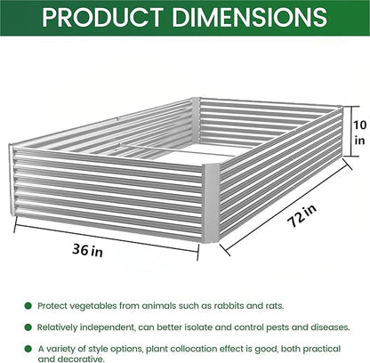 BTDVR 4 Pcs 6×3ft Galvanized Raised Garden Bed Outdoor, Metal Raised Beds for Vegetables, Above Ground Garden Box for Flower, Steel Garden Bed for Gardening