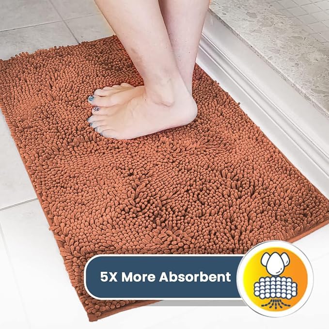 Muddy Mat® | Super Water Absorbent Door Mat Indoor, Microfiber Quick Dry Chenille Entryway Rug, Slip Resistant Front Door Mat, Indoor Mats for Entryway, Machine Washable Pet Rug, Peach 18" x 28"