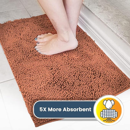 Muddy Mat® | Super Water Absorbent Door Mat Indoor, Microfiber Quick Dry Chenille Entryway Rug, Slip Resistant Front Door Mat, Indoor Mats for Entryway, Machine Washable Pet Rug, Peach 18" x 28"