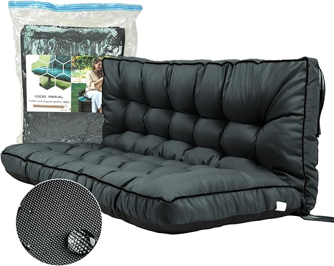 Replacement Cushions for Swing, Swing Cushions 3 Seater Replacement, Waterproof Thicken Washable Pad Cushion for Outdoor Indoor Furniture Swing Patio (Dark Gray, 40x70 inch)