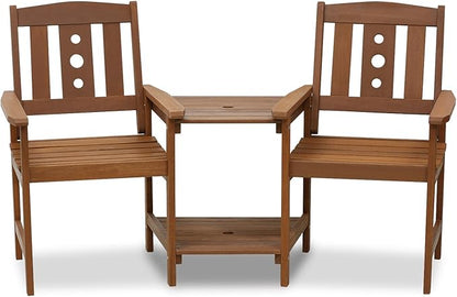 Furinno FG17488 Tioman Outdoor Hardwood Patio Furniture Jack and Jill Chair Set in Teak Oil, Natural