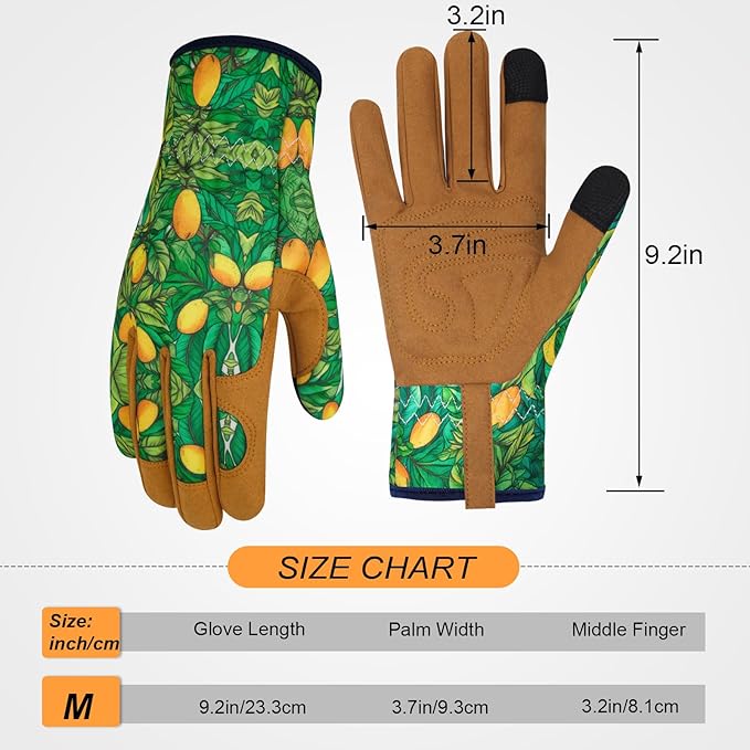 Leather Gardening Gloves for Women Thorn Proof Garden Gloves Touch Screen Working Gloves Gifts,M