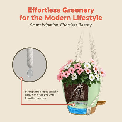 Green Self Watering Pots 20 Pack, Indoor and Outdoor Plant Pots with Wick Rope & Drainage Holes, Easy Watering Lip, Lightweight Plastic Self Watering Planter for Succulents, Houseplants, and Herbs