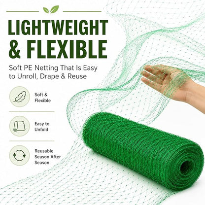Garden Netting, 13 x 20 FT Bird Netting for Garden Plant Protection, Reusable Fine Mesh for Fruit Trees, Vegetable Plants, Blueberry Bushes, Raised Beds, Chicken Coop (13x20ft)