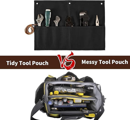 Chisel Roll,Small Tool Roll Pouch,Tool Roll Bag Organizer, Heavy Duty Waxed Canvas Tool Bag, Multi-Purpose Roll-Up Storage Bag for Hand Tools Holder with 6 Pockets Wrench Roll Up Pouch