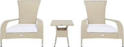 SAFAVIEH Outdoor Collection Edna Beige/White Cushion 3-Piece Lounge Set with Table (PAT7719B)