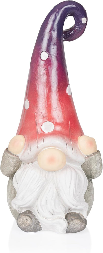 Alpine Corporation QWR1460 Hear No Evil Gnome Statue, Whimsical Décor for Patio & Garden, 18" H, Purple