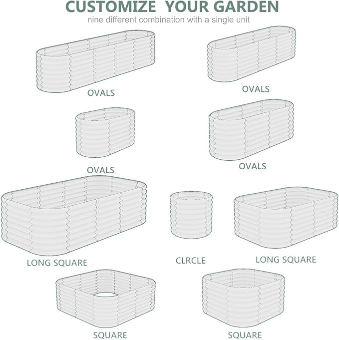 17" Tall 8x2ft Black Oval Metal Planter Box for Outdoor Gardening 9-in-1 Modular Galvanized Raised Garden Bed, Heavy Duty Flower Beds, Porch Planters & Expandable Garden Beds Outdoor