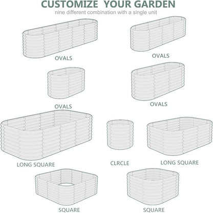 17" Tall 8x2ft Black Oval Metal Planter Box for Outdoor Gardening 9-in-1 Modular Galvanized Raised Garden Bed, Heavy Duty Flower Beds, Porch Planters & Expandable Garden Beds Outdoor