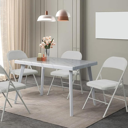 VINGLI 10 Pack Folding Chairs with Padded Seats, Metal Frame with Pu Leather Seat & Back, Capacity 350 lbs, White