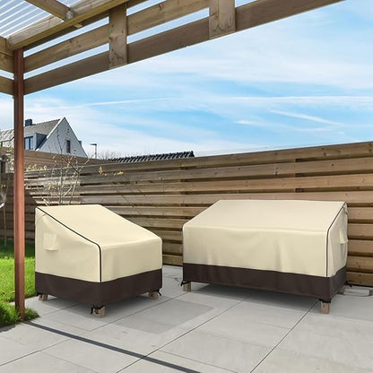 MR. COVER 4-Seater Outdoor Couch Cover Waterproof, 104 Inch Patio Furniture Covers Waterproof with All Weather Protection, Heavy Duty Outdoor Sofa Covers with Air Vent and Handles, Brown & Khaki