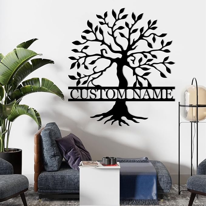 Custom Tree of Life Family Metal Signs, Personalized Tree of Life Wall Decor, Outdoor Yard Decor, Family Sign Wall Decor, Monogram Metal Sign, Custom Tree Yard Sign, Home Decor for Living Room