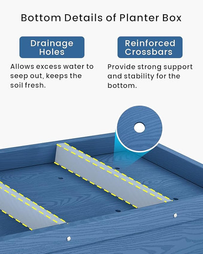 HDPE Raised Garden Bed with Legs, Outdoor All-Weather Elevated Planter Box Raised Beds for Seeds, Herb, Flower, Vegetable (Navy Blue)