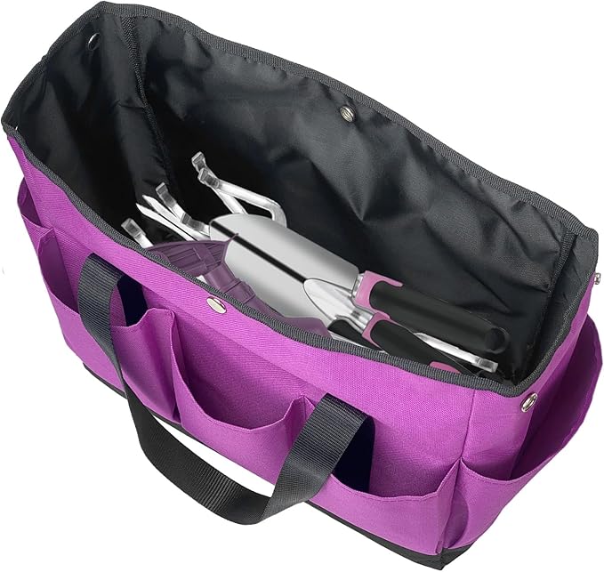 Tool Bag Garden Tote Large Organizer Bag Carrier Gardening Storage Tote with Interior Exterior Side Pockets Handles Strap for Garden Plant Tool Set Store Content Bag