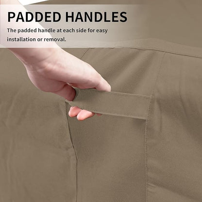 Easy-Going 600D Heavy Duty Patio Furniture Cover, Outdoor Rectangular Table and Chair Set Cover, Waterproof Outdoor Sectional Set Cover (130" L x 84" W x 28" H, Camel)