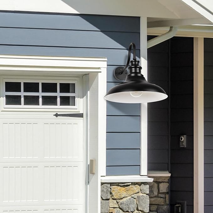 Exterior Farmhouse Barn Light,3PCS Dusk to Dawn Outdoor Lighting, 16 Inch Vintage Outside Garage Lights Fixtures for Patio Frontdoor Entryway Doorway, Matte Black