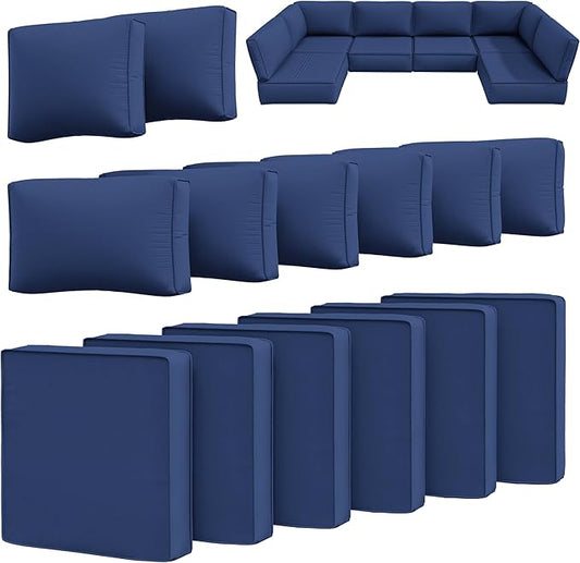 14 Pcs Outdoor Cushion Slipcovers Patio Cushion Covers Replacement Waterproof with Zipper for Outdoor Furniture, Patio Sofa Couch 3 Sizes, Covers Only