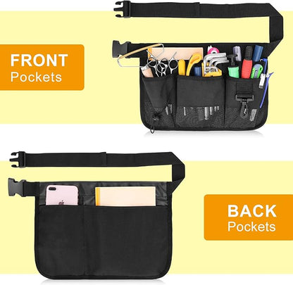 Gardening Tool Waist Bag Belt Heavy Duty Oxford Tool Apron with 7 Pockets of Different Sizes and Depth (Black)
