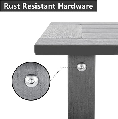 Meluvici Double Adirondack Outdoor Side Table Weather Resistant, Outdoor Rectangular Patio End Table for Adirondack Chair, Grey